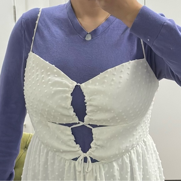 Park & Fifth White Swiss Dot Maxi Slip Dress - Picture 13 of 13